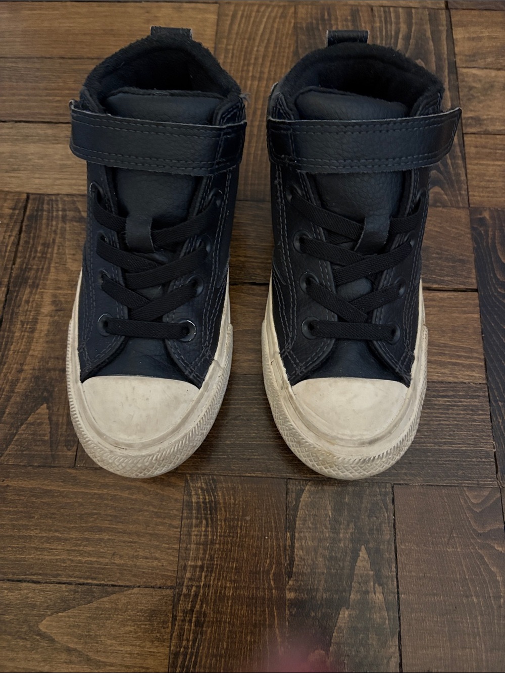 Converse Kids Black High-Top Sneakers with White Toe Cap